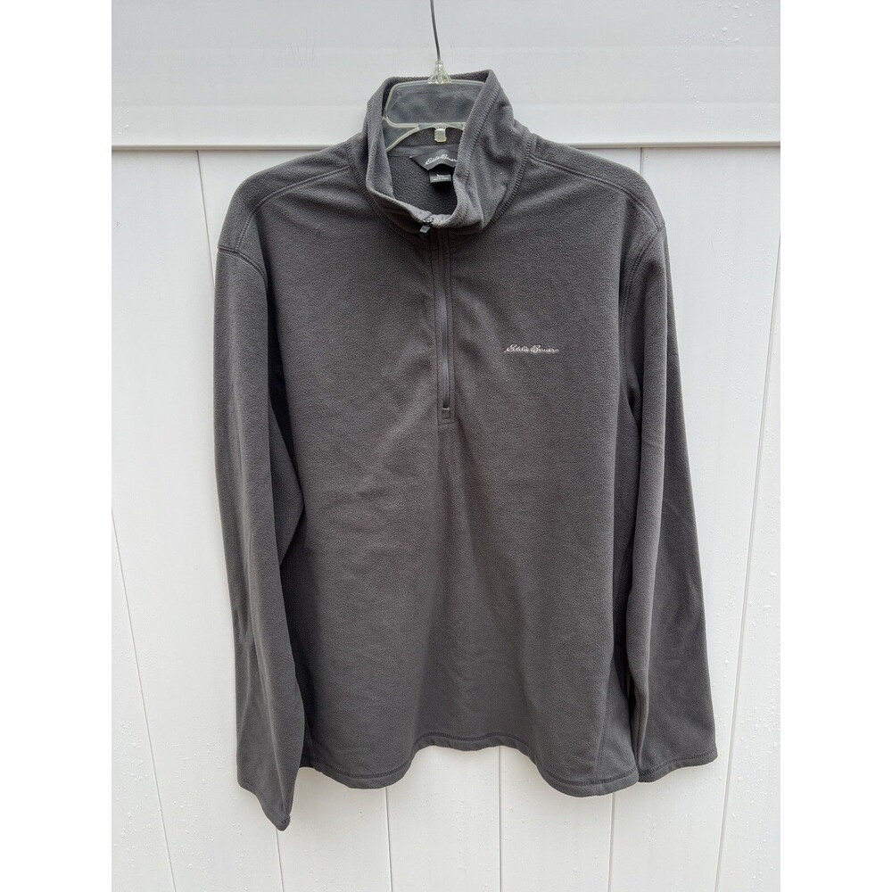 Eddie Bauer Men's Large Fleece Quarter Zip Sweater Gray - Picture 1 of 4